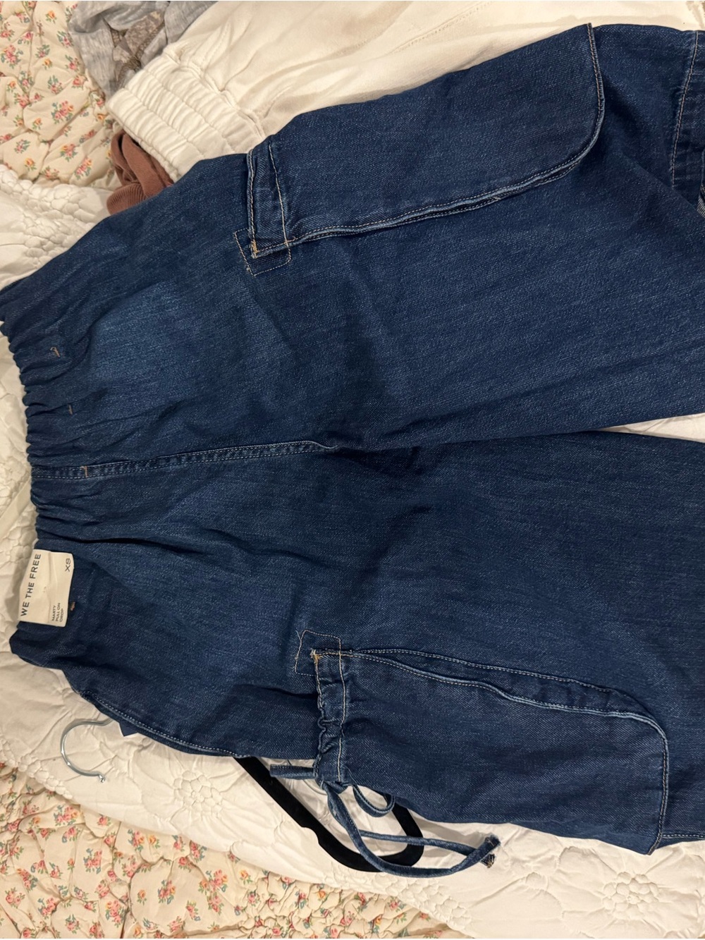 NWT Free People We The Free Marty Pull-On Crop / Cargo Denim Shorts - Picture 8 of 16